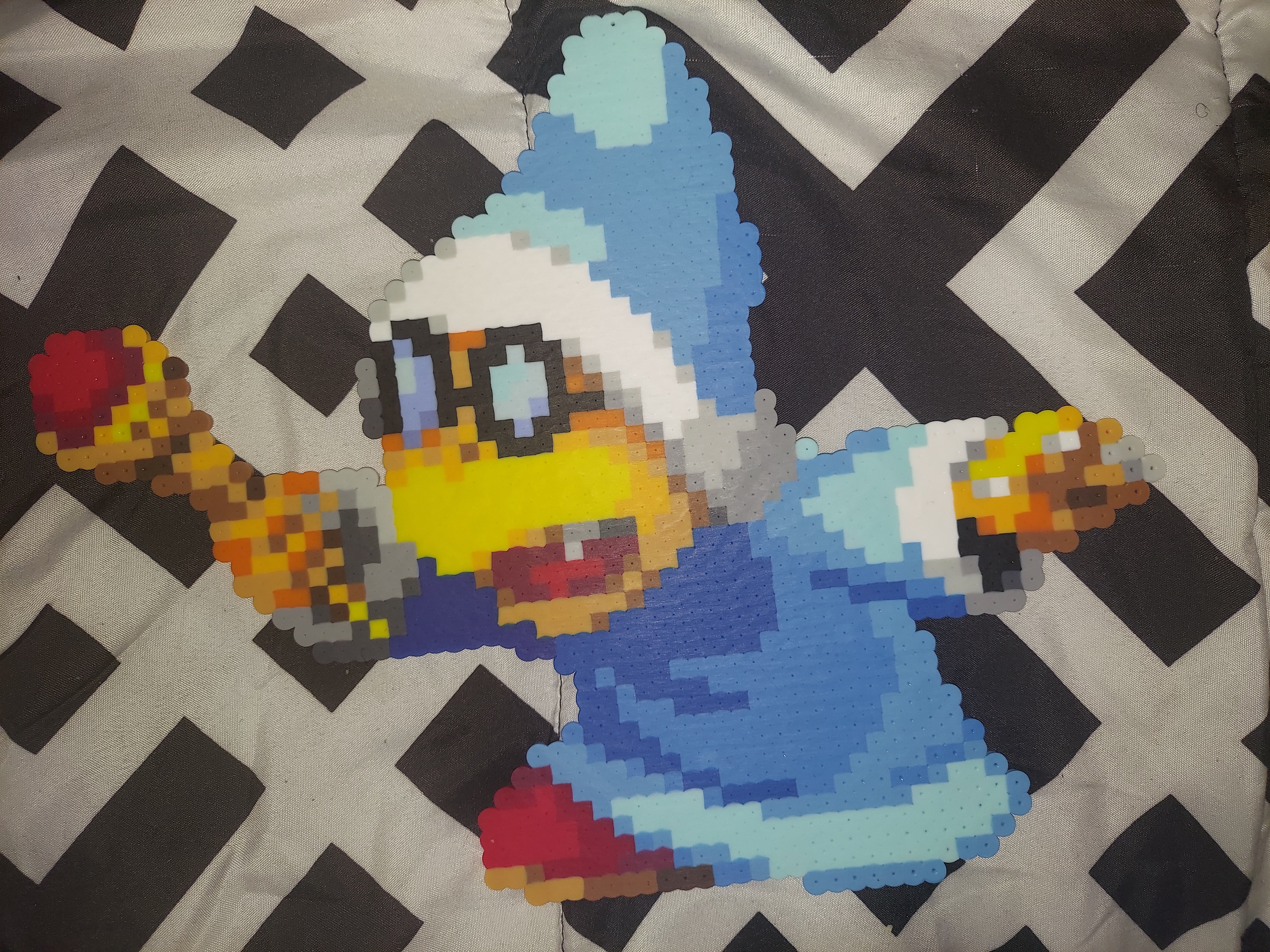 Kamek Perler a photo of a sprite of Kamek made of perler beads